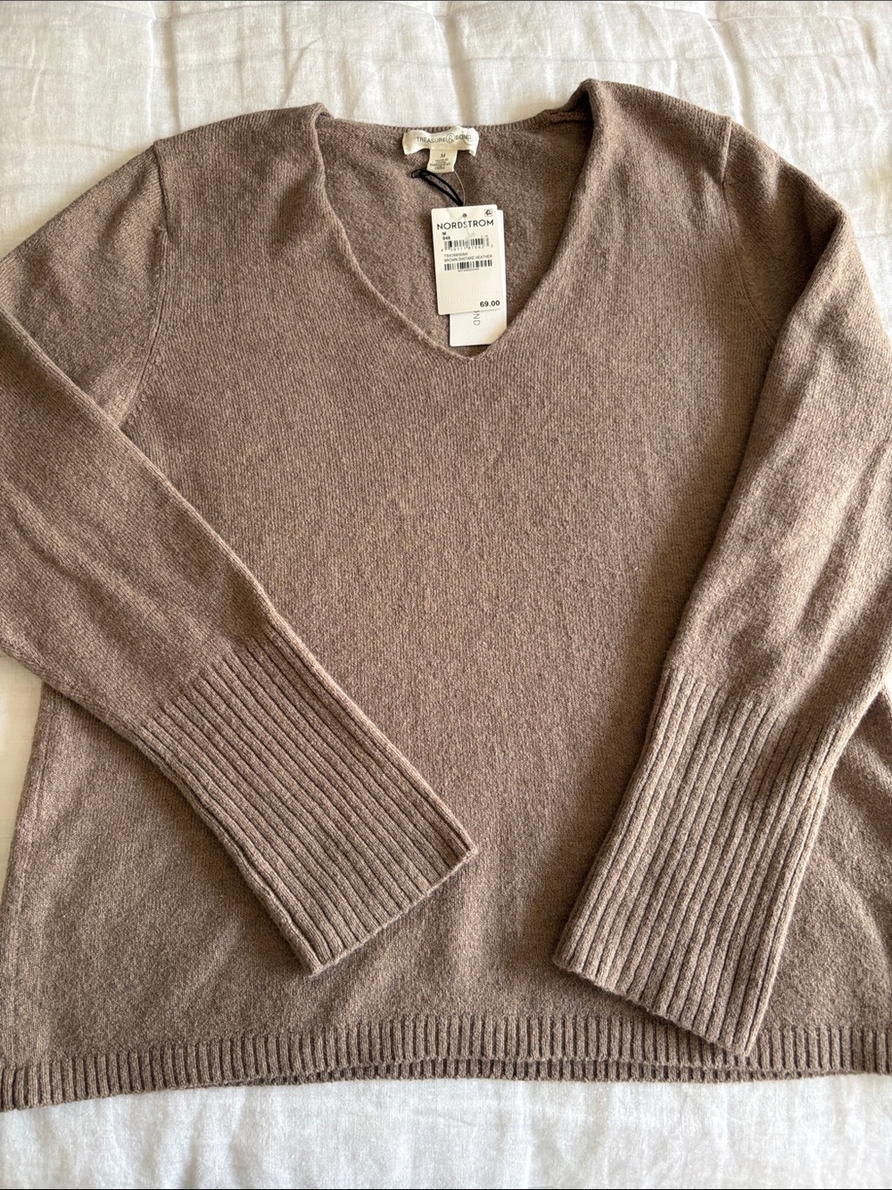 Nordstrom Women's V-Neck Sweater - Taupe